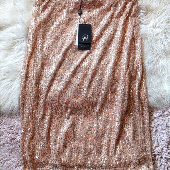 Adrianna pappell Sequin rose Gold Skirt xs NWT - Picture 7 of 11